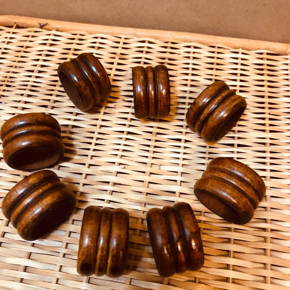 Wood Napkin Rings Set of 8